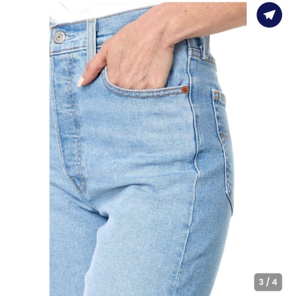 Levi's Ribcage Straight Ankle Hidden Button Fly Jeans 29 - Picture 3 of 16